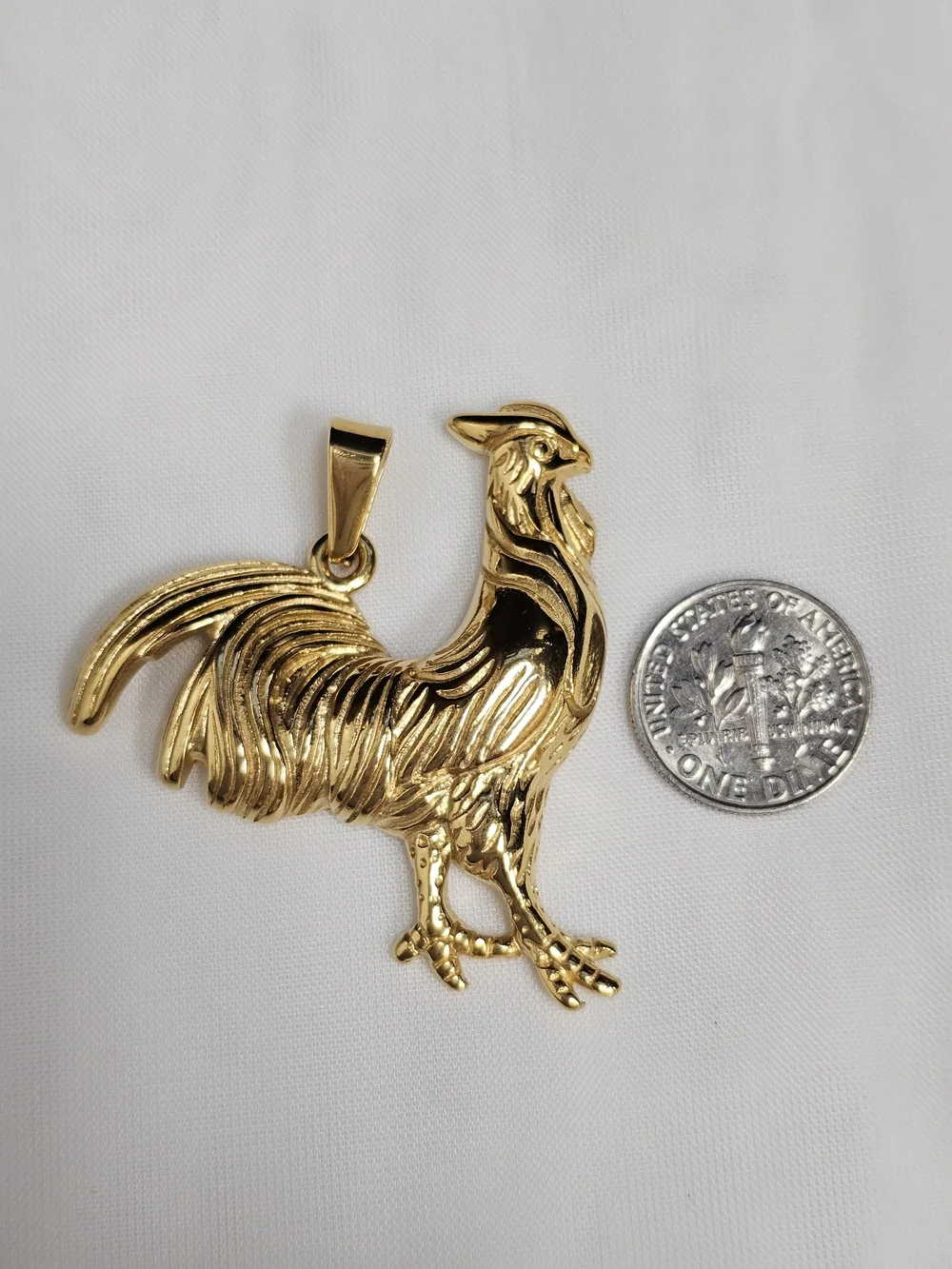 Gold Rooster Pendant Necklace - Women Jewelry